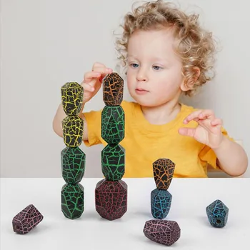 Събрани Кактус Полагане На Каменни Строителни Блокове На Дървени Кактус Бляскави Играчки Детски Забавни Играчки-Пъзели Подарък