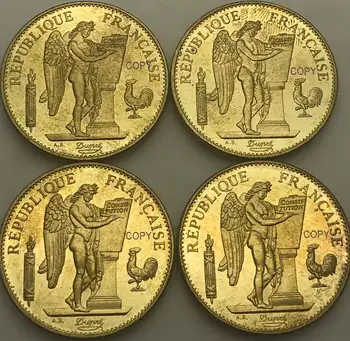Франция 1882 1887 1889 1894 Френската Република Свобода, Равенство Братство 100 франка Златна Копирни монета Метал Месинг