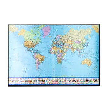 HD Боядисана Отпечатване на Карта на Света Национални Знамена локацията му Фигура Правоъгълник Платно Плакат Клас Офис Начало Декор на Стените